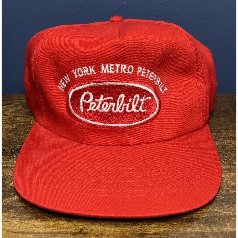New York Metro Peterbilt Snapback Baseball Red Hat Cap Embroidery Logo One Size